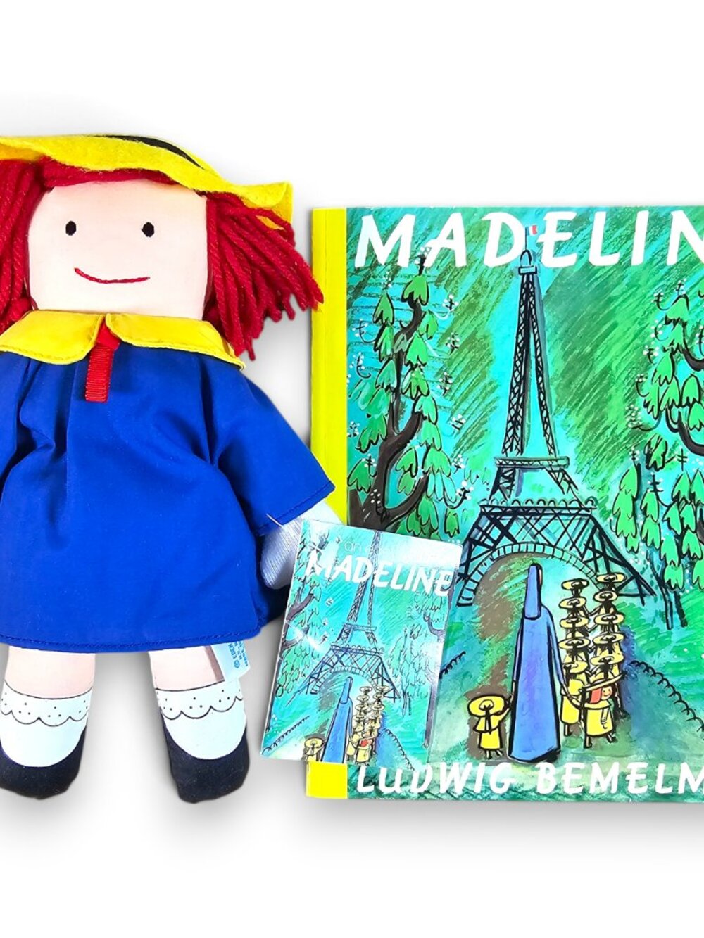 Madeline Lot Eden Plush 9" Doll w/ Tags & Puffin Books Paperback Vintage 1990s
